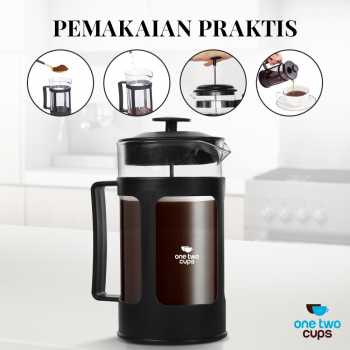 Gambar produk One Two Cups French Press Coffee Maker Pot Plunger Borosilicate 800ml - FN35