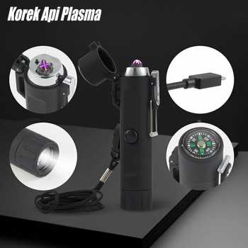 Focus Korek Api Elektrik Pulse Plasma Cross Double Arc with Senter LED - JL320