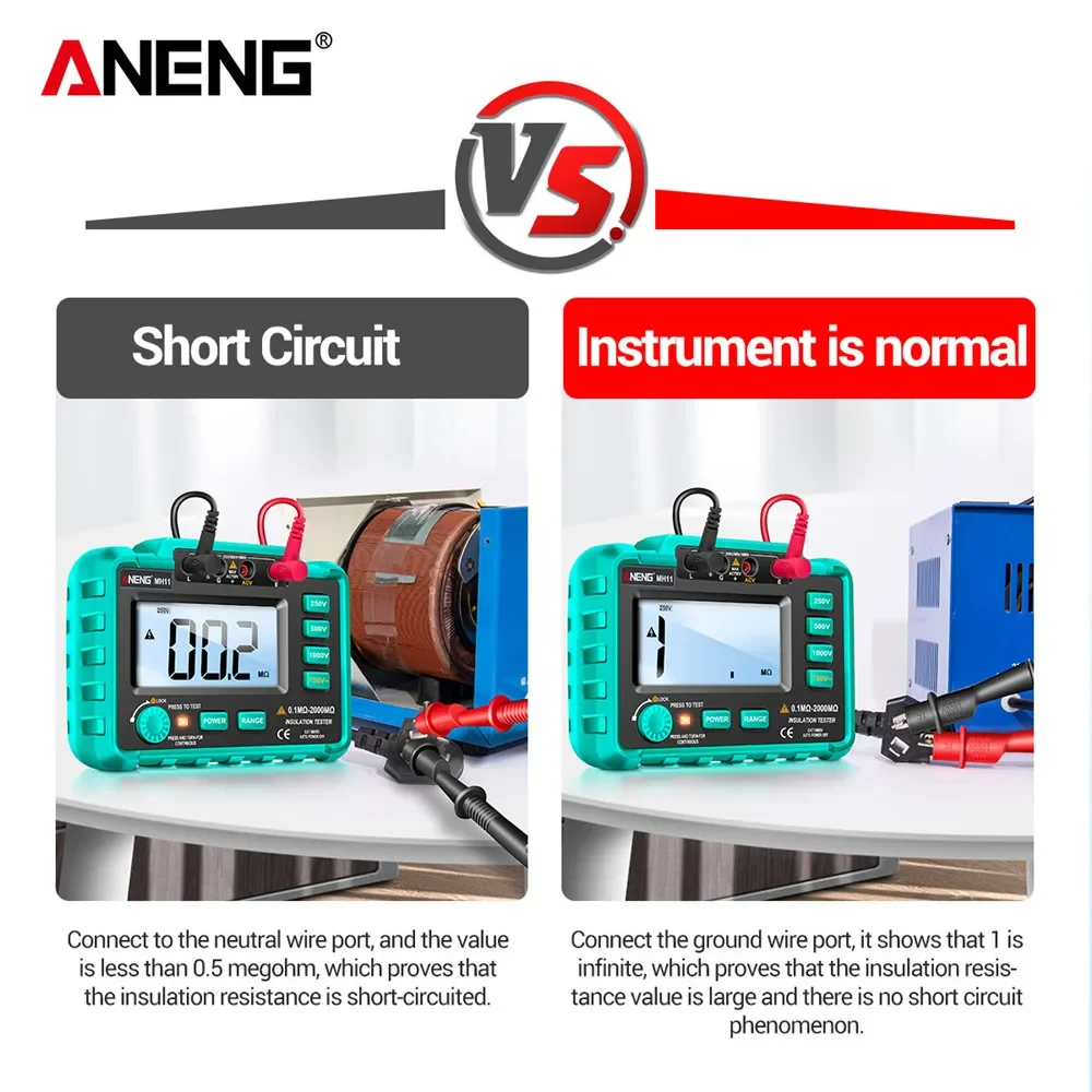 Gambar produk ANENG Digital Megger Megohmmeter 250/500/1000V 2000 Mega Ohm - MH11