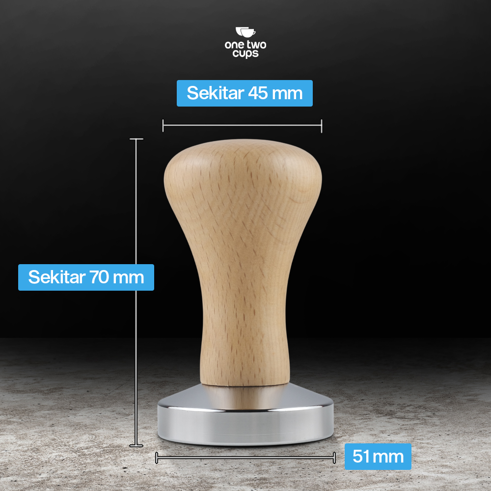 Gambar produk One Two Cups Tamper Kopi Espresso Flat Base Stainless Steel 304 51mm - T15