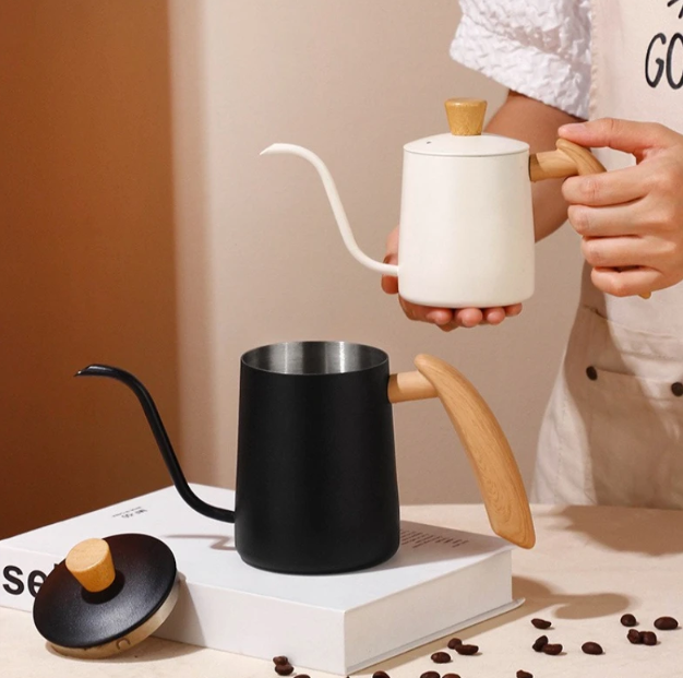 Gambar produk BORREY Teko Kopi Coffee Maker Kettle Hand Brewing Pot Wooden 600ml - TR4