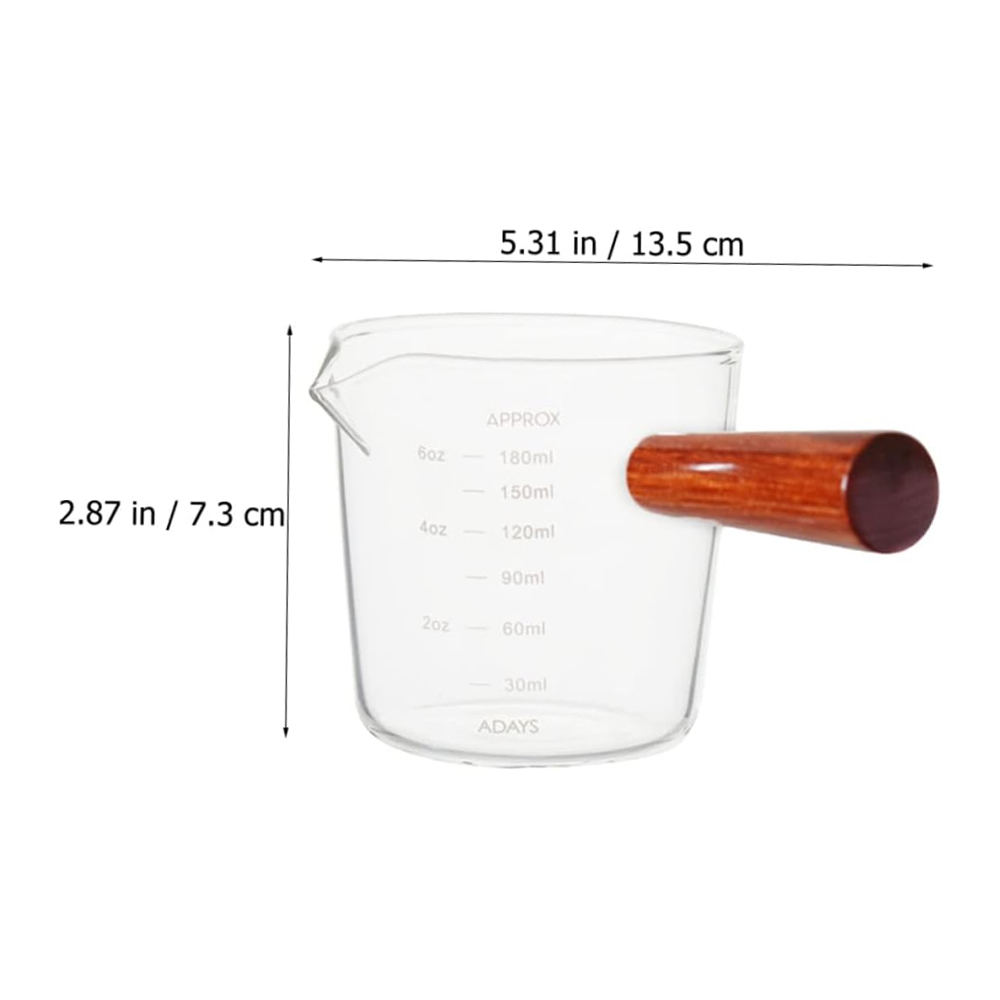 Gambar produk MIKIO Gelas Takar Kopi Espresso Shot Measuring Cup Wooden Handle 180ml - MK-18