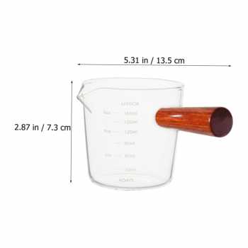 Gambar produk MIKIO Gelas Takar Kopi Espresso Shot Measuring Cup Wooden Handle 180ml - MK-18