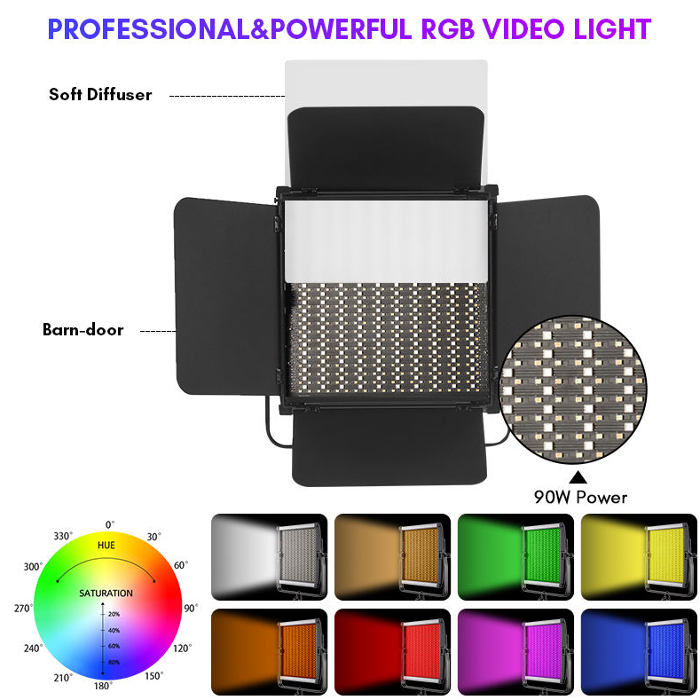 Gambar produk TOLIFO Lampu Kamera Foto Video Adjustable RGB LED Studio Flash 100W - GK-S100RGB