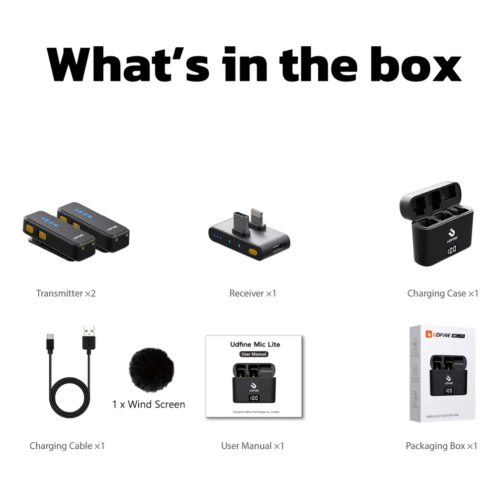 Gambar produk Udfine Mikrofon Wireless Lavalier Microphone Type C Lightning 2.4Hz - Mic Lite