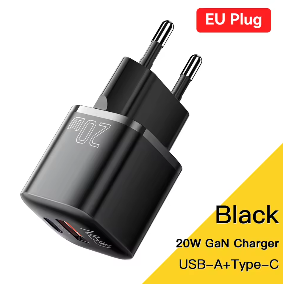 Gambar produk ESSAGER Kepala Charger Dual Port GaN Fast Charging PD USB Type C 20W - HMA01