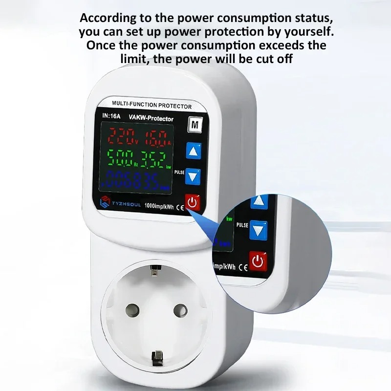Gambar produk TYZHSOUL Stop Kontak Pelindung Voltase Arus Socket Protector 16A 230V - F3KA