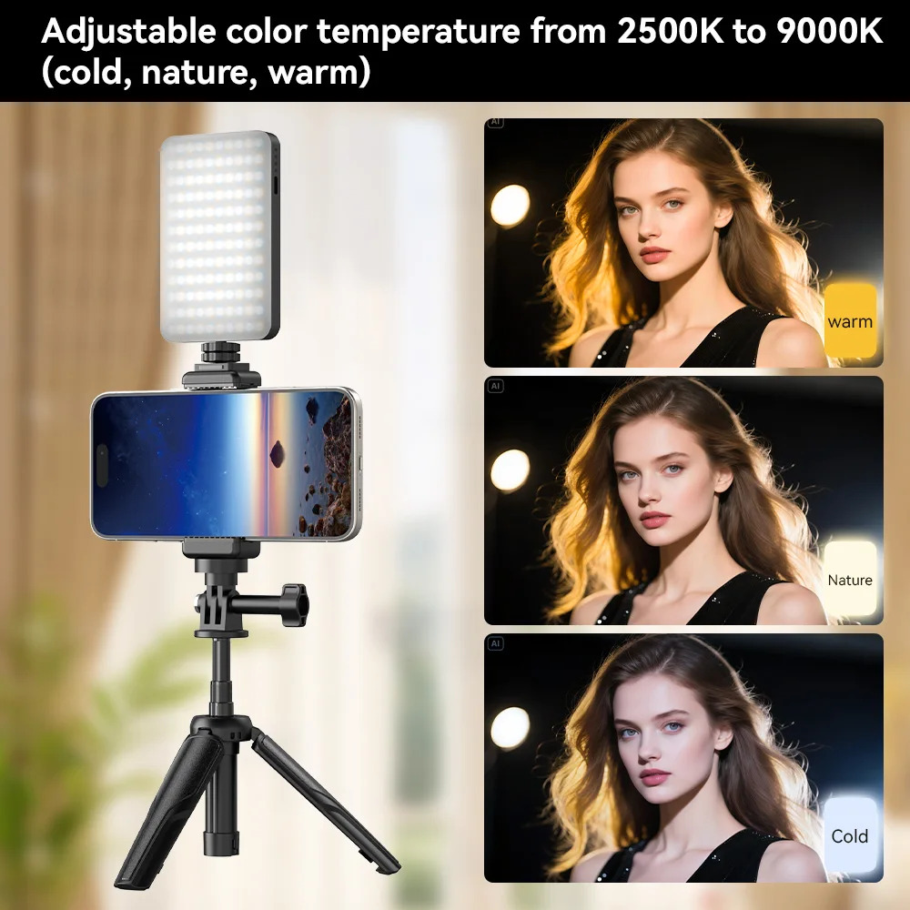 Gambar produk APEXEL Tripod HP Kamera Aksi Tongsis Monopod Portable with Fill Light - APL-JJ077FL