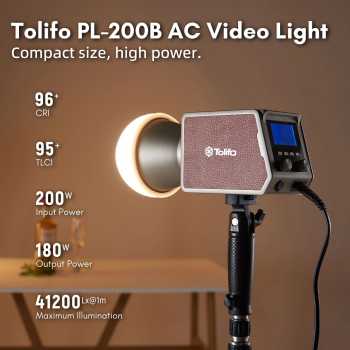 Tolifo Lampu Palm LED Bowens Video Light Bi-Color 2700-6500K 180W - PL-200B