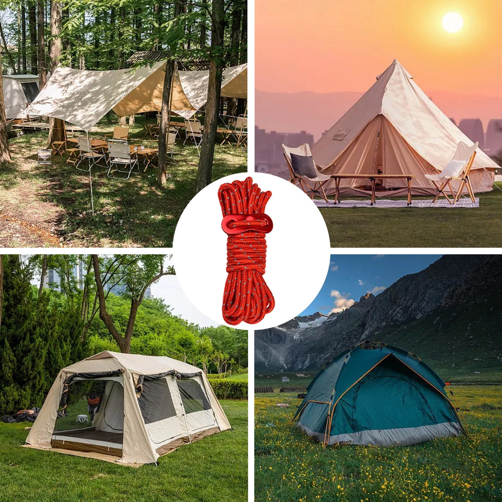Gambar produk YEAHMAT Tali Paracord Tenda Camping Adventure Windproof 4mmx4M 4 PCS - YG148