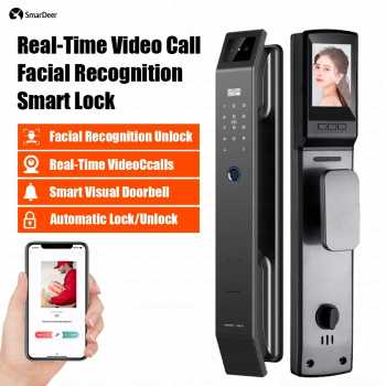 Smardeer Smart Door Lock Fingerprint Face Recognition Password Tuya - B35