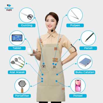 Gambar produk One Two Cups Celemek Masak Apron Anti Air dengan Kantong - SP01