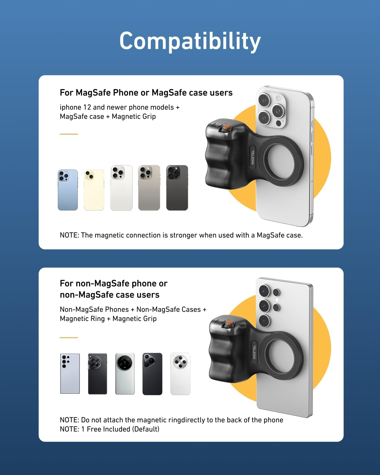 Gambar produk TELESIN Fun Shot Magnetic Phone DSLR Style Shutter Grip for iPhone - P5-MP-001BK