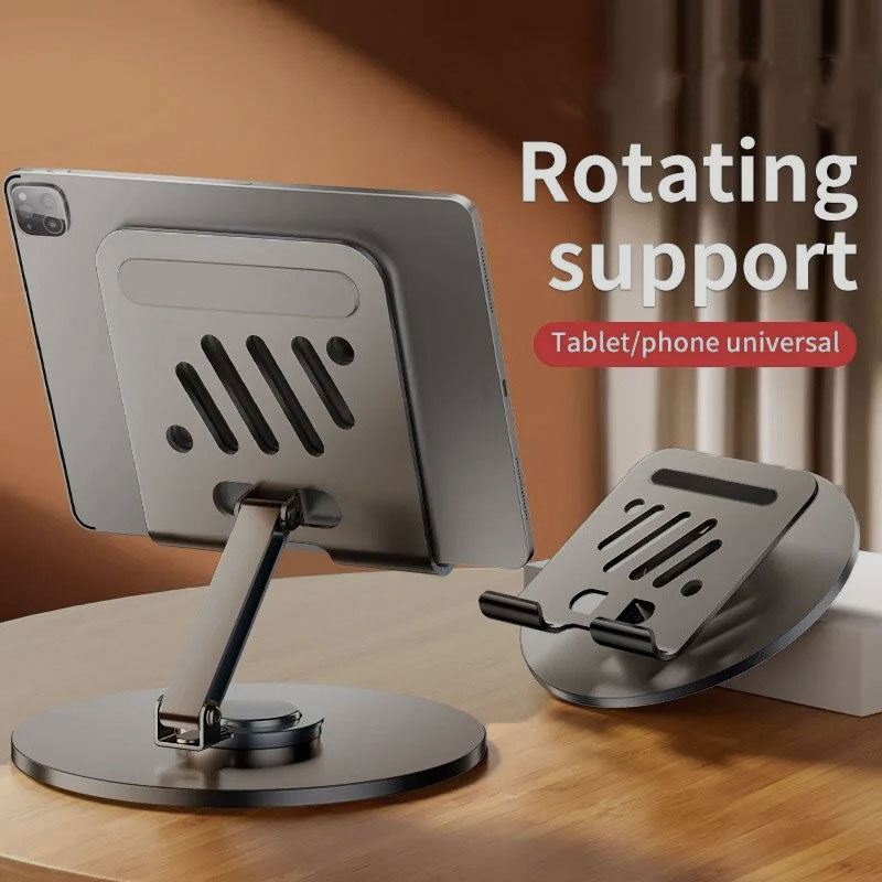 VIKEFON Tablet Holder Stand Foldable 360 Rotation Aluminium Foldable - P50 Gambar produk VIKEFON Tablet Holder Stand Foldable 360 Rotation Aluminium Foldable - P50