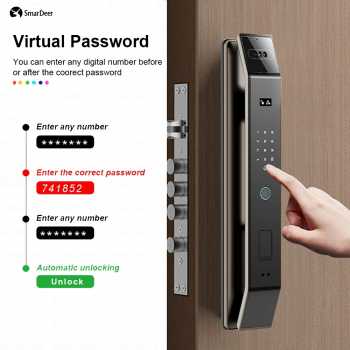 Gambar produk Smardeer Smart Door Lock Fingerprint Face Recognition Password Tuya - B35