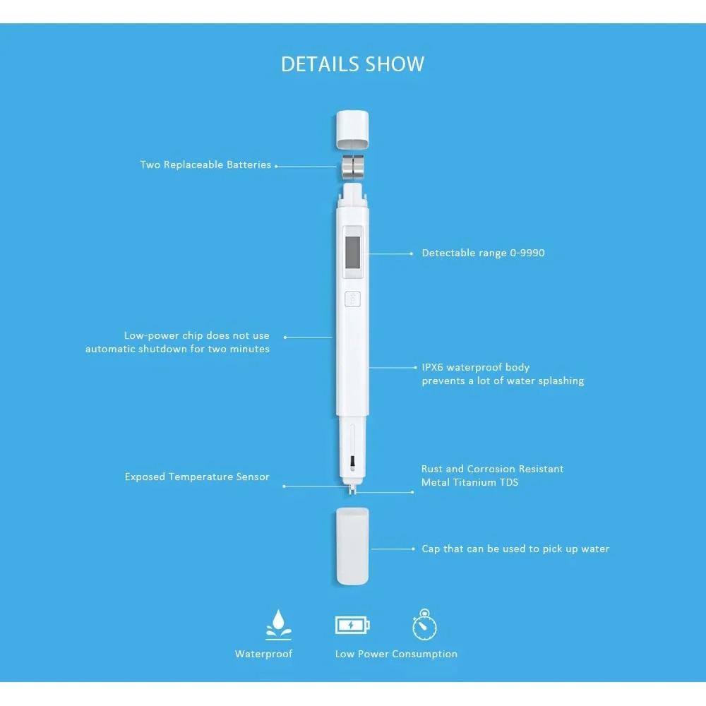 Gambar produk Xiaomi Alat Ukur Kualitas Air Digital TDS Tester Pen IPX6 9990ppm