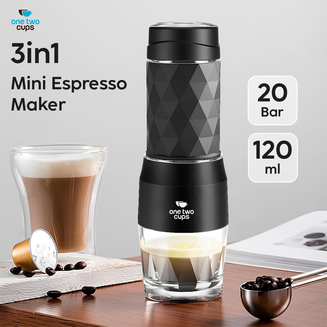 One Two Cups Hand Press Mini Espresso Coffee Maker 3in1 20 Bar 120ml - HS-8439 Gambar produk One Two Cups Hand Press Mini Espresso Coffee Maker 3in1 20 Bar 120ml - HS-8439
