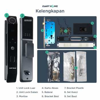 TaffHOME Smart Door Lock Fingerprint Password Card Cryptography Alarm - B35 Gambar produk TaffHOME Smart Door Lock Fingerprint Password Card Cryptography Alarm - B35
