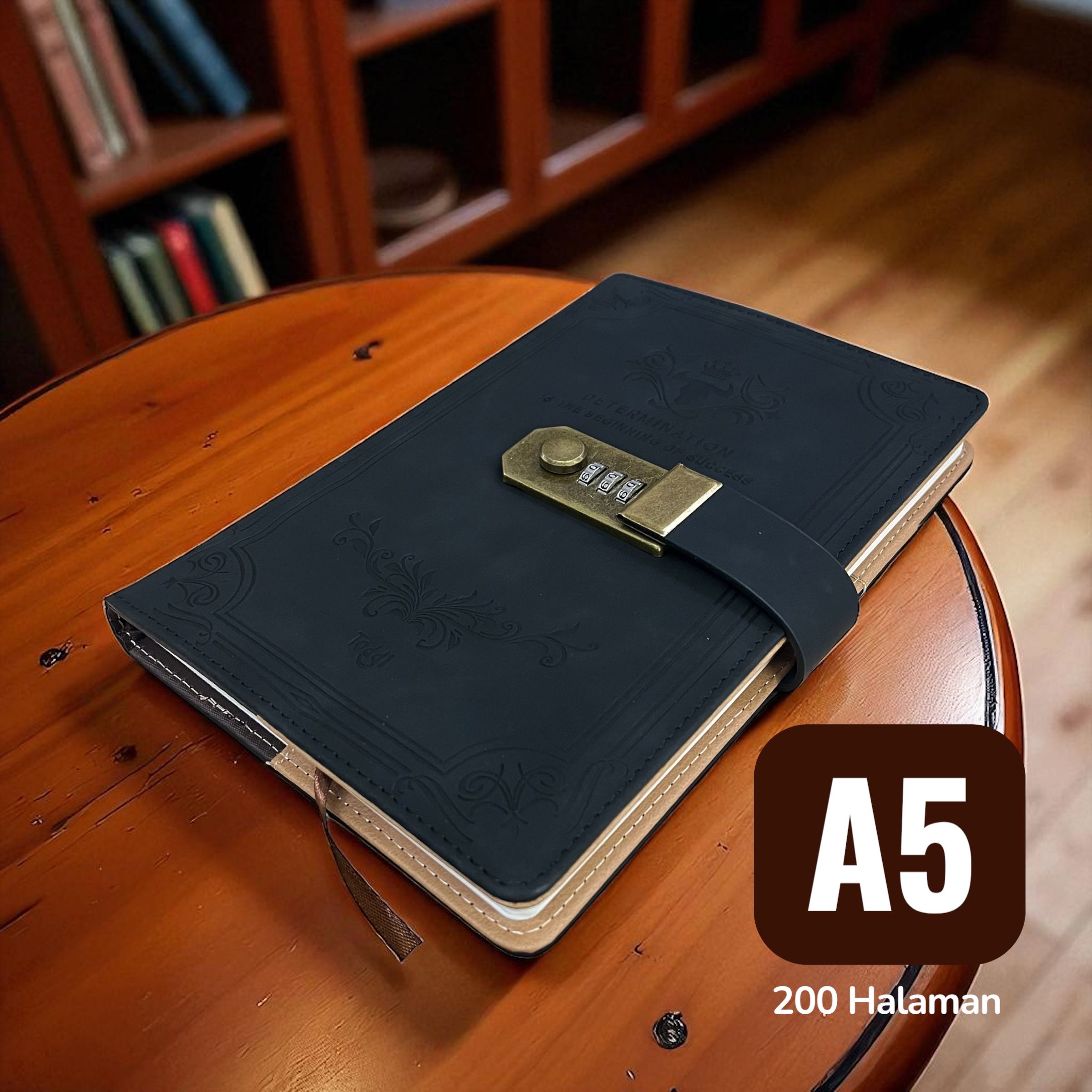 Gambar produk Toddi Buku Jurnal Leather Diary A5 68GSM 200 Halaman Grid with Lock - TD100