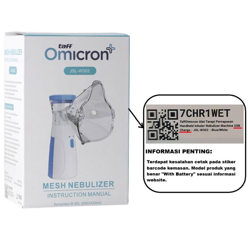 Gambar produk TaffOmicron Alat Terapi Pernapasan Mesh Nebulizer Portable Inhaler With Battery - JSL-W302