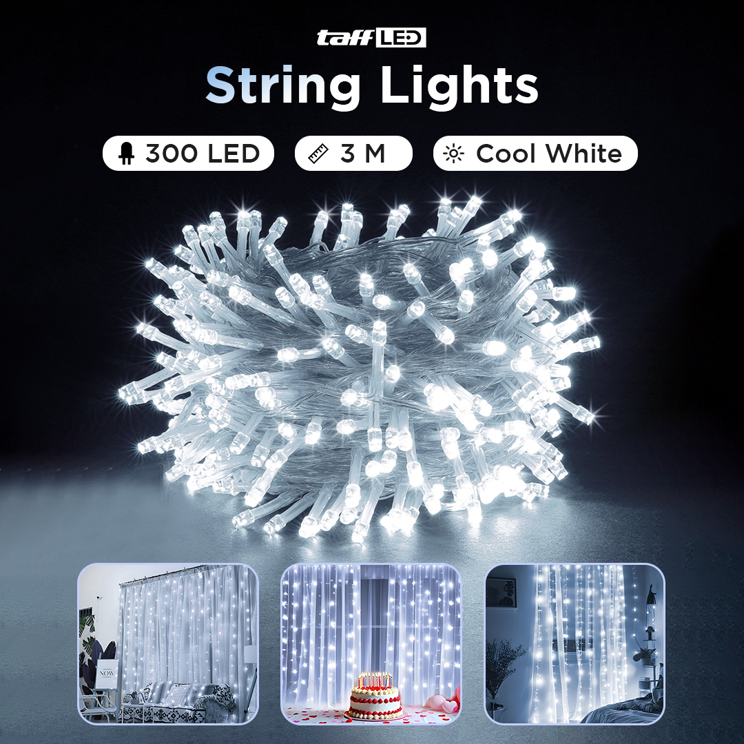 Gambar produk TaffLED Lampu Hias Gorden String Lights 3x3M 300 LED Cool White 18W - 300L