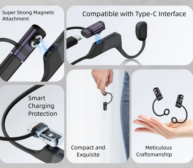 Gambar produk HUXUAN Charger Magnetik USB Type C for Shokz Bone Conduction Earphone 2 Pin - HX11