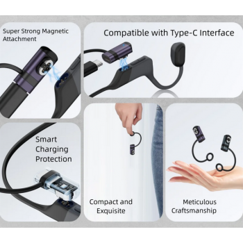 Gambar produk HUXUAN Charger Magnetik USB Type C for Shokz Bone Conduction Earphone 2 Pin - HX11