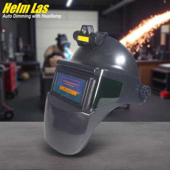 Gambar produk MERISHOP Helm Las Automatic Dimming Protective Welding with Headlamp - 100