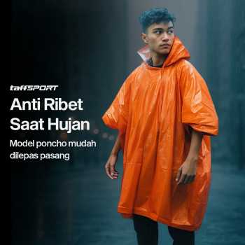 Gambar produk TaffSPORT Jas Hujan Portable Disposable Raincoat Poncho PE All Size - Jn62