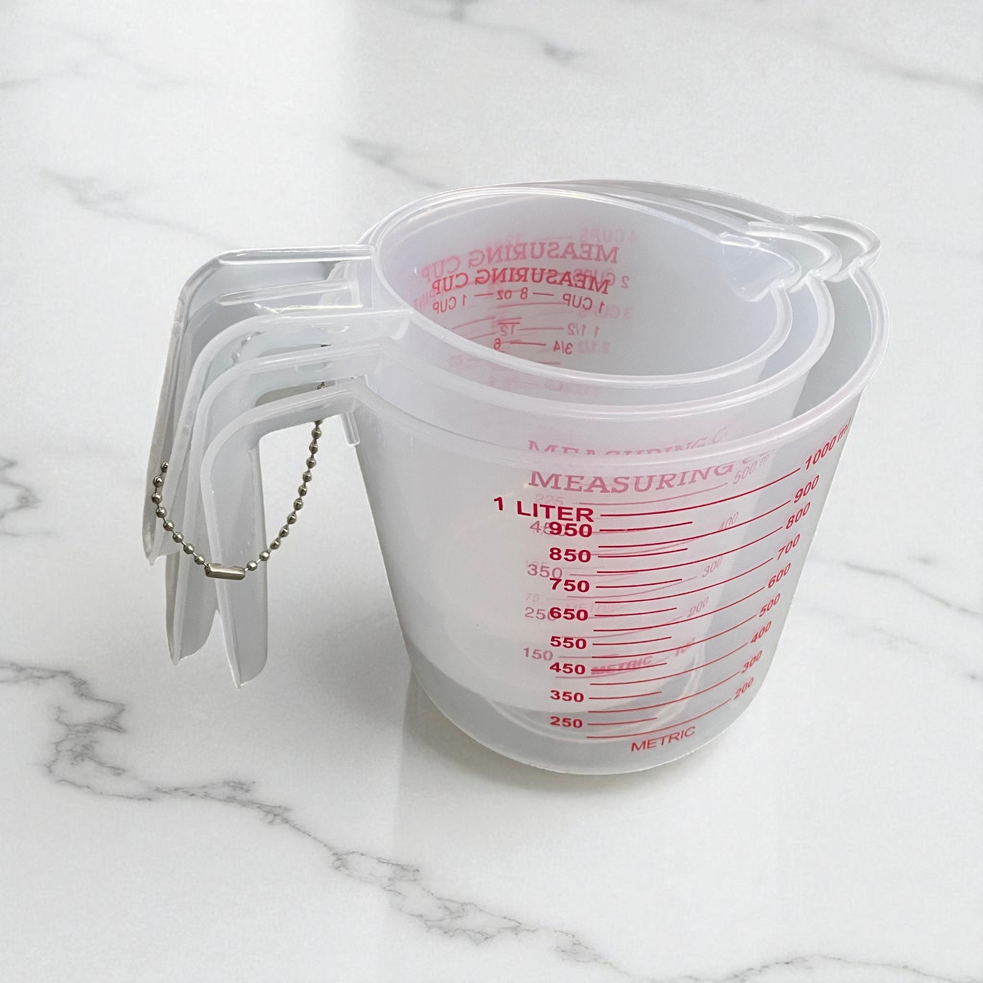Gambar produk KOLE Gelas Ukur Takaran Plastik Measuring Cup OZ 250ml/500ml/1L 3 PCS - K31