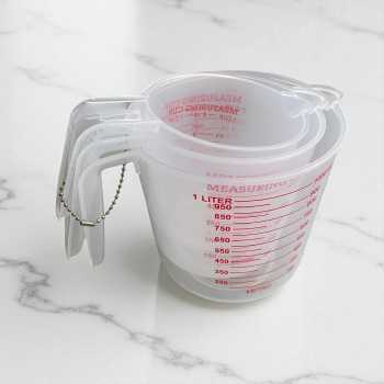 Gambar produk KOLE Gelas Ukur Takaran Plastik Measuring Cup OZ 250ml/500ml/1L 3 PCS - K31