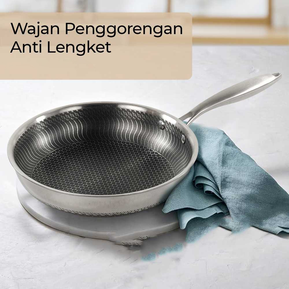 Gambar produk YS Cookware Wajan Penggorengan Frying Pan Stainless Steel Anti Lengket 27.5cm - 316