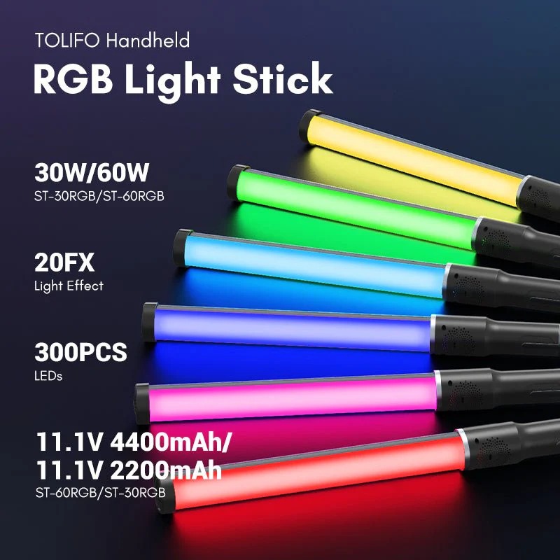 Gambar produk Tolifo Lampu LED RGB Studio Fill Light Stick 2700-10000K 4400mAh 60W - ST-60RGB