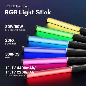 Gambar produk Tolifo Lampu LED RGB Studio Fill Light Stick 2700-10000K 4400mAh 60W - ST-60RGB
