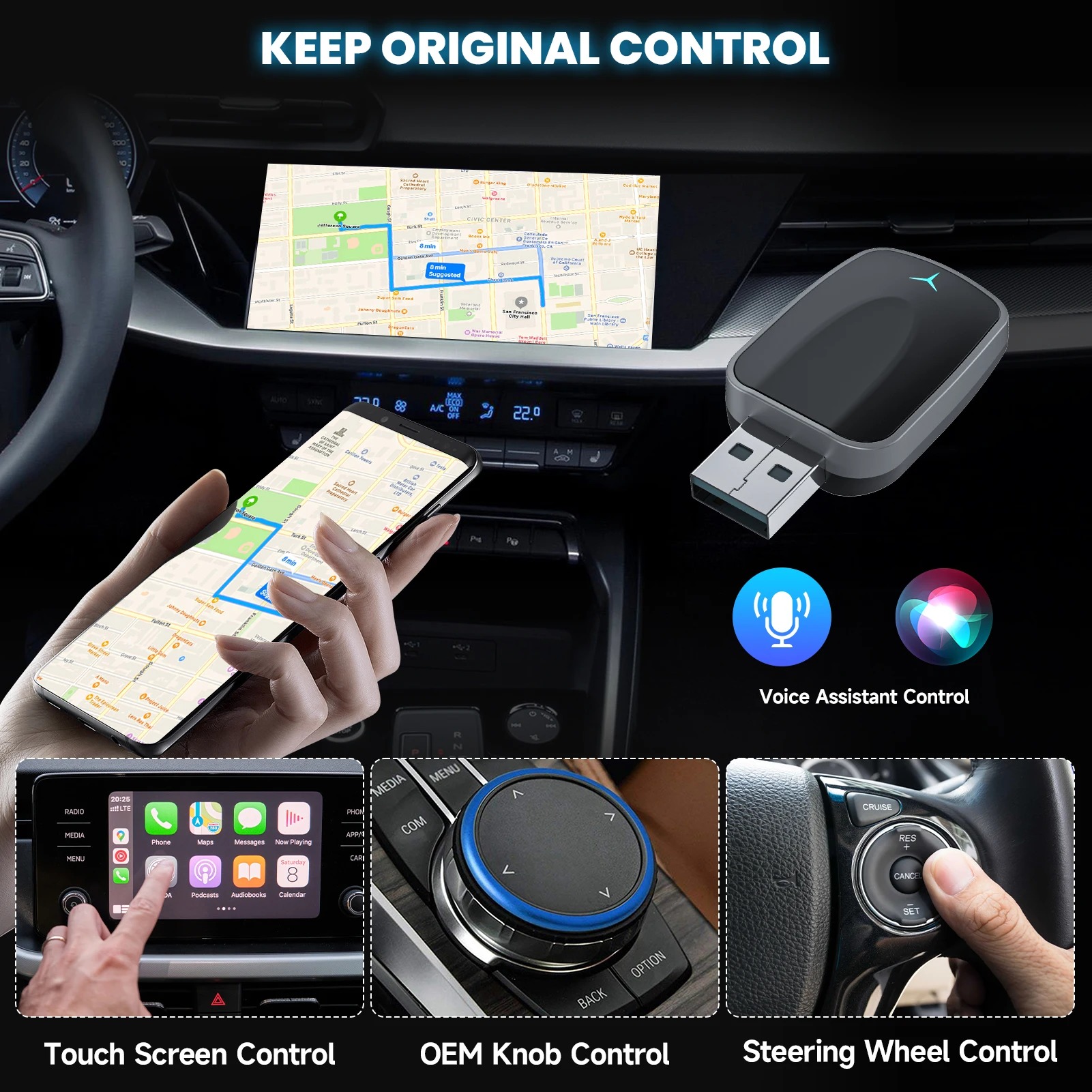 Gambar produk SPEDAL Wireless CarPlay Adapter USB Dongle Android Auto Bluetooth - OT110