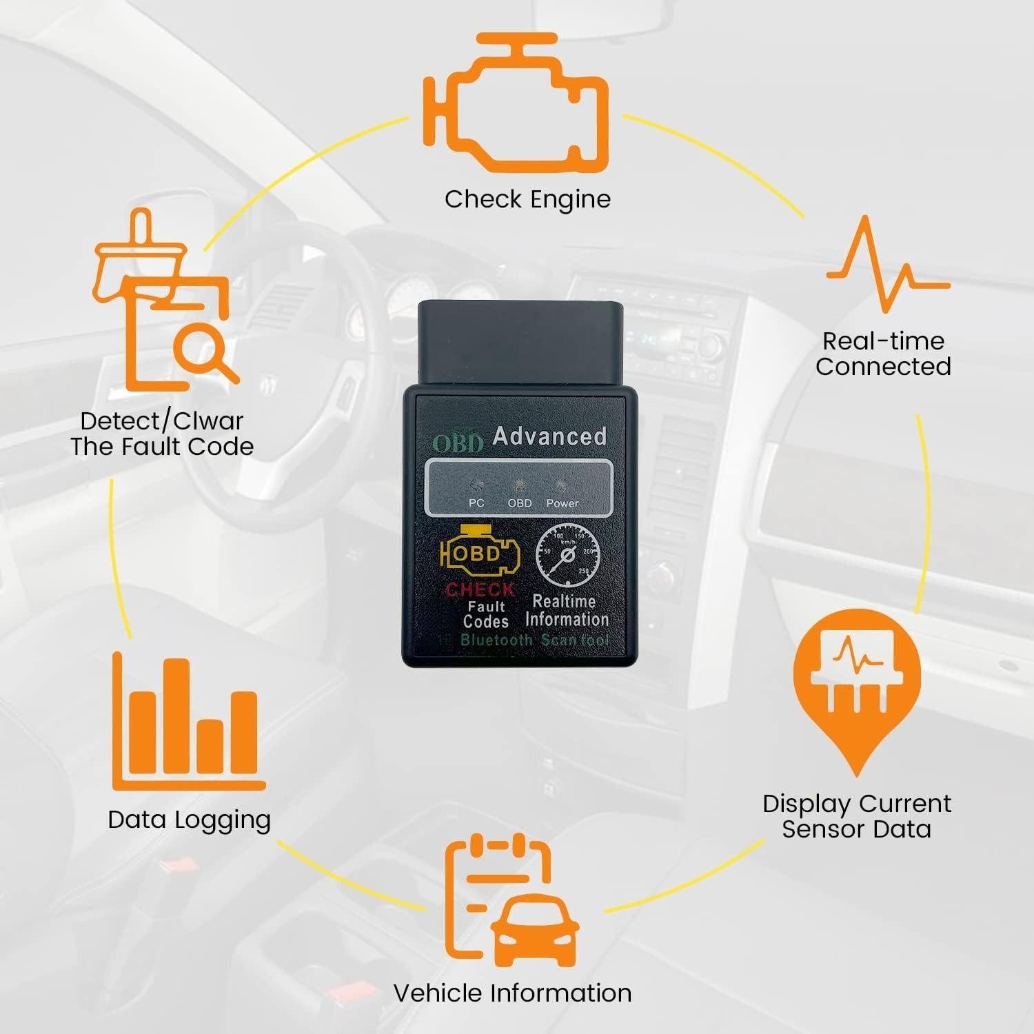 Gambar produk Bluetooth Car Diagnostic OBD2 Scanner Diagnosa Kendaraan V1.5 - ELM327