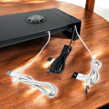 Gambar produk MJH Stand Monitor Laptop Desk with Wireless Charging and USB Port - KM6052