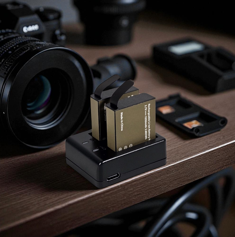 Gambar produk Charger Baterai 2 Slot with 2PCS Baterai for EKEN H9 H9R SJCAM - AX-SJ4000SC