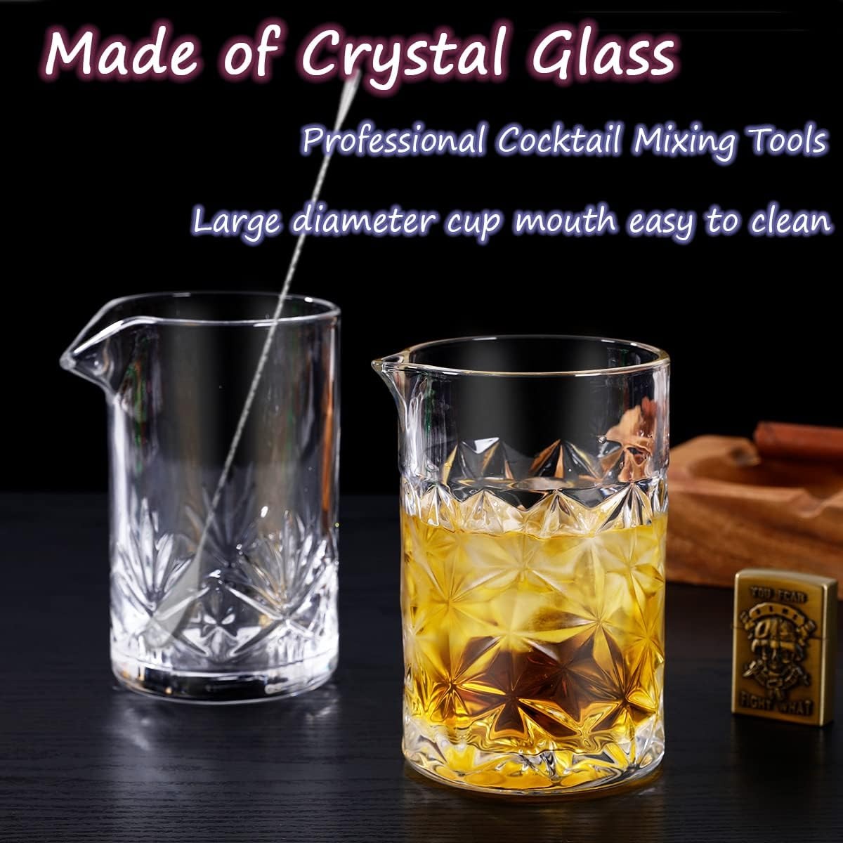 Gambar produk VISKI Gelas Mixer Bartender Cocktail Mixing Shaker Glass 700ml Ice Flower - GC011