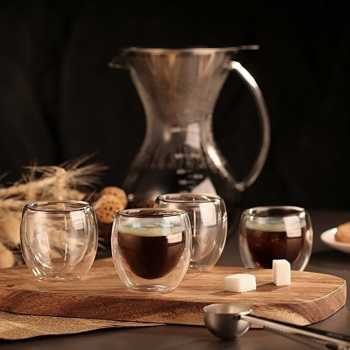 Gambar produk One Two Cups Cangkir Kopi Kaca Tahan Panas Double Wall Love Cup 140ml - CV2103l
