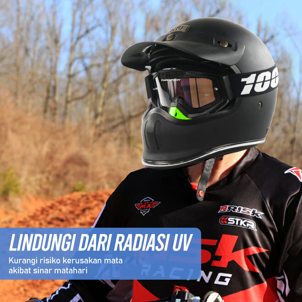 Gambar produk TaffSPORT Kacamata Helm Motor Goggles UV400 Protection Windproof Clear - UV400