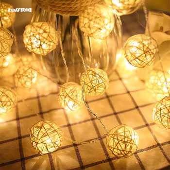 Gambar produk Lampu Hias String Lights Model Bola Rotan Waterproof 10 LED 1.7M - B073