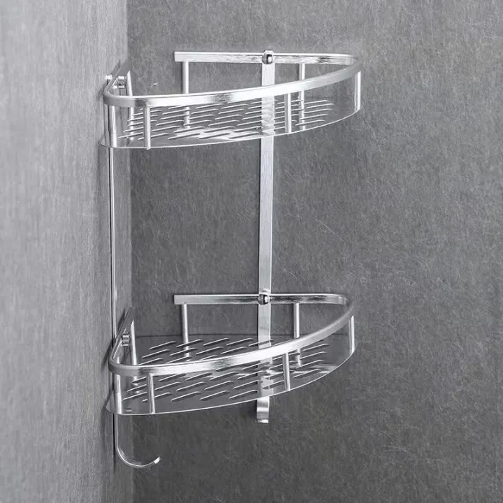 LemonBest Rak Sudut Kamar Mandi Aluminium Corner Shelf Rack 2 Layers - G48 Gambar produk LemonBest Rak Sudut Kamar Mandi Aluminium Corner Shelf Rack 2 Layers - G48