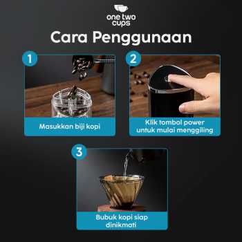 Gambar produk One Two Cups Penggiling Kopi Elektrik Coffee Grinder Adjustable 155ml - ZT-003