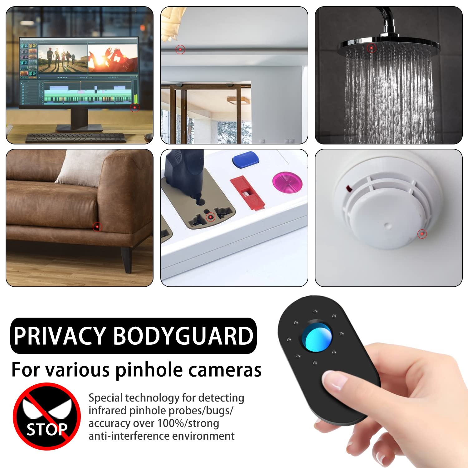 Gambar produk Desslo Alat Deteksi Kamera Tersembunyi Infrared Anti Spy Night Vision - S002