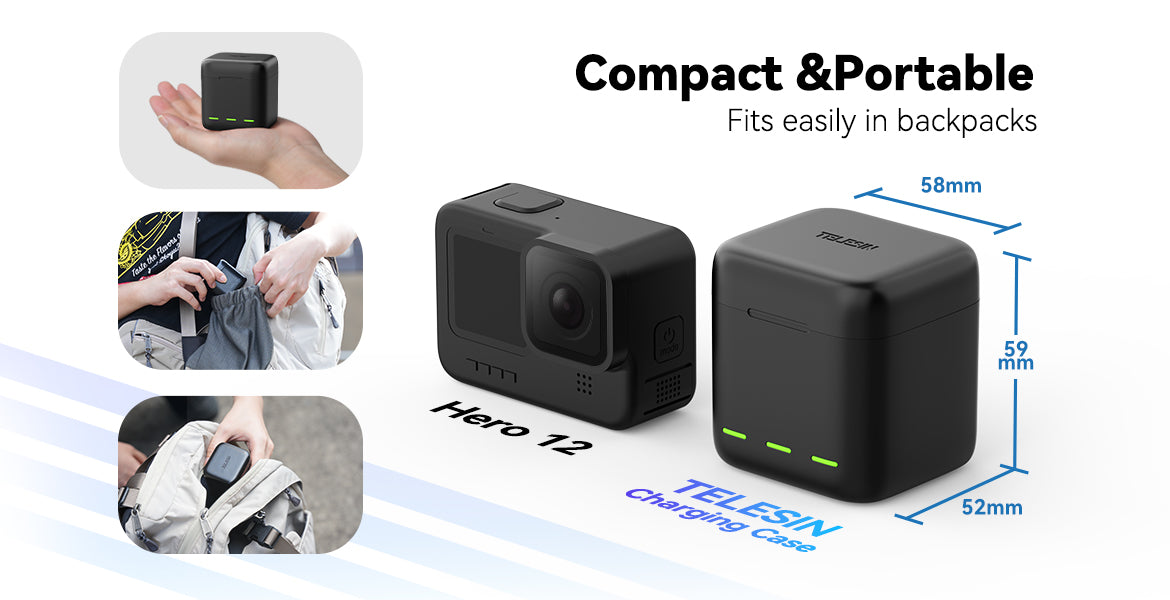 Gambar produk TELESIN Charger Baterai 3 Slot GoPro Hero 9/10/11/12 with 2 Batteries - S0-BCG-04-TGP