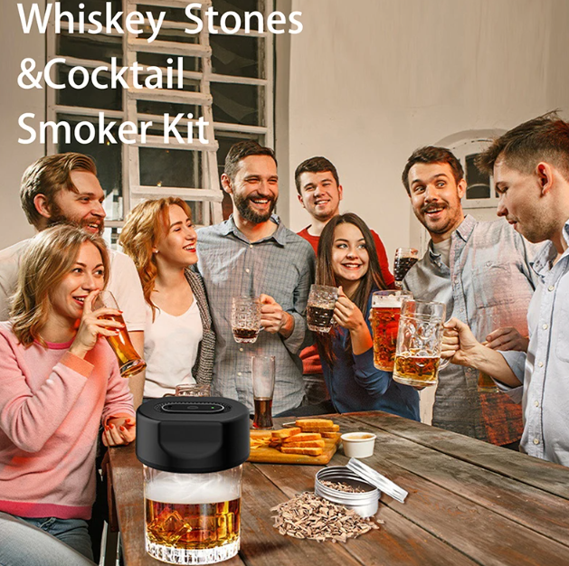 Gambar produk WOODER Alat Pengasap Electric Whisky Cocktail Smoker Kit Natural Wood - KZ-31