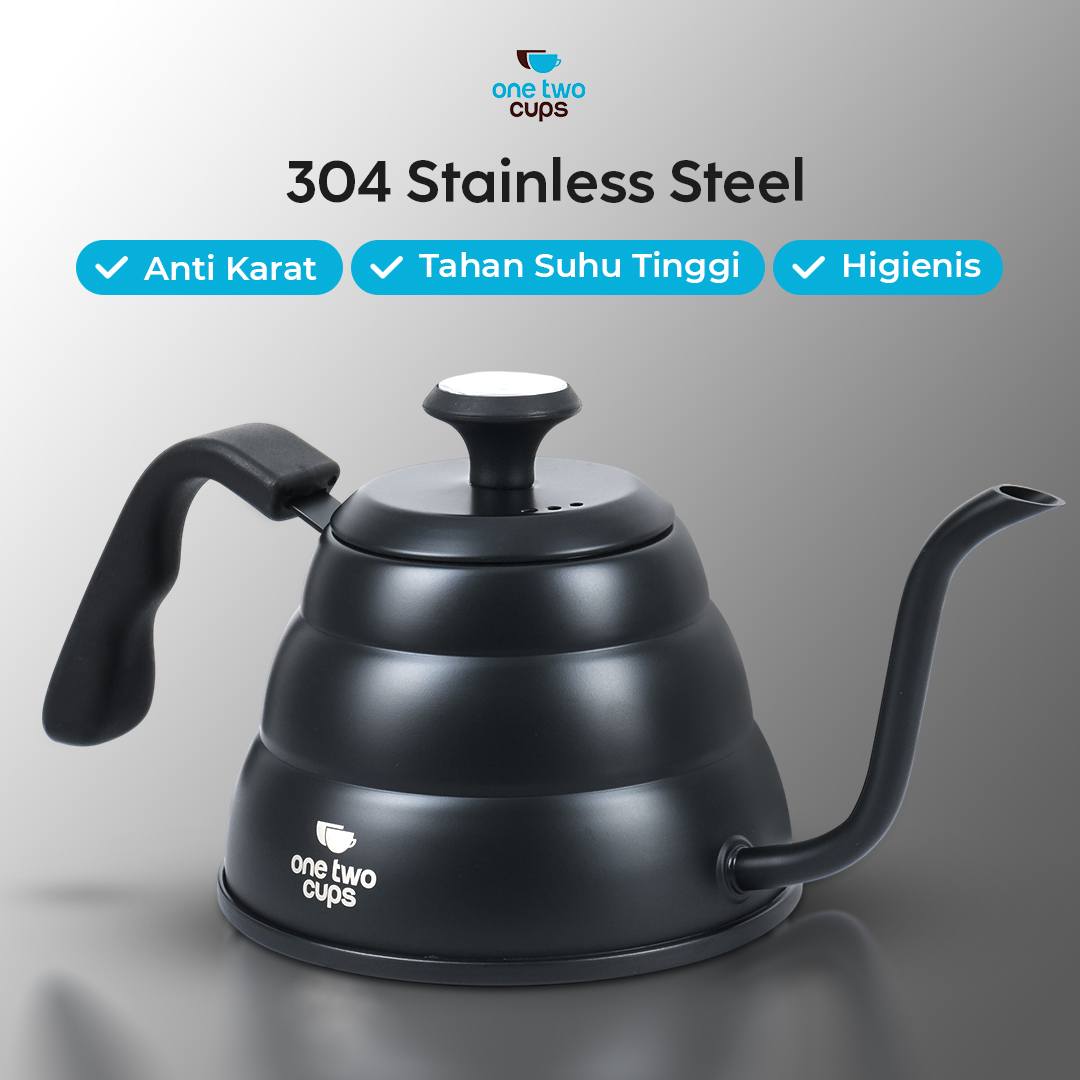 One Two Cups Teko Kopi Leher Angsa Pour Over Drip Kettle Thermometer 955ml - KE4012 Gambar produk One Two Cups Teko Kopi Leher Angsa Pour Over Drip Kettle Thermometer 955ml - KE4012