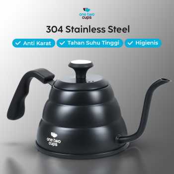 One Two Cups Teko Kopi Leher Angsa Pour Over Drip Kettle Thermometer 955ml - KE4012 Gambar produk One Two Cups Teko Kopi Leher Angsa Pour Over Drip Kettle Thermometer 955ml - KE4012