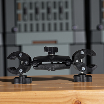 PINGWEN Clamp Bracket Dual Head Handlebar Selfie Stick Holder - PG23 Gambar produk PINGWEN Clamp Bracket Dual Head Handlebar Selfie Stick Holder - PG23